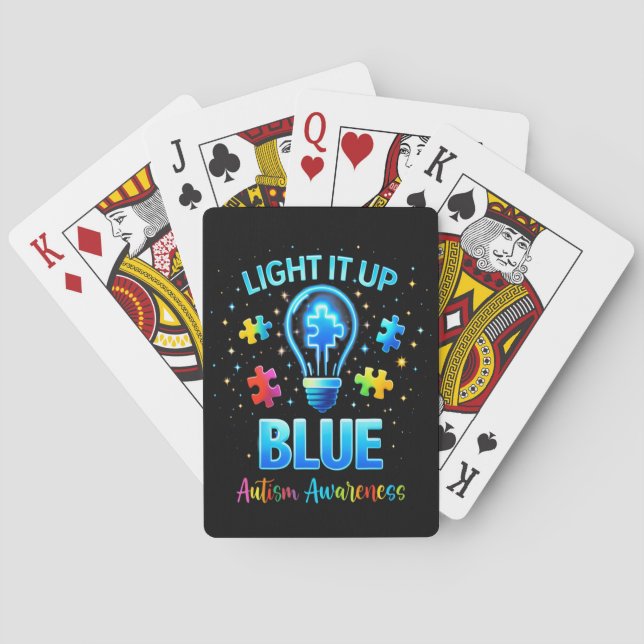 Light It Up Blue Autistic Autism Awareness Poker Cards (Back)