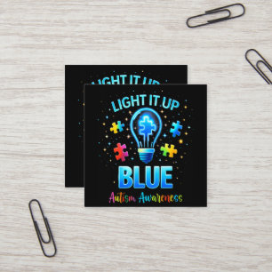 Light It Up Blue Autistic Autism Awareness Square Business Card