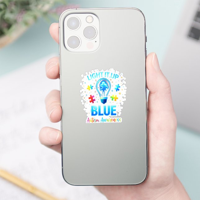 Light It Up Blue Autistic Autism Awareness Sticker (Phone)
