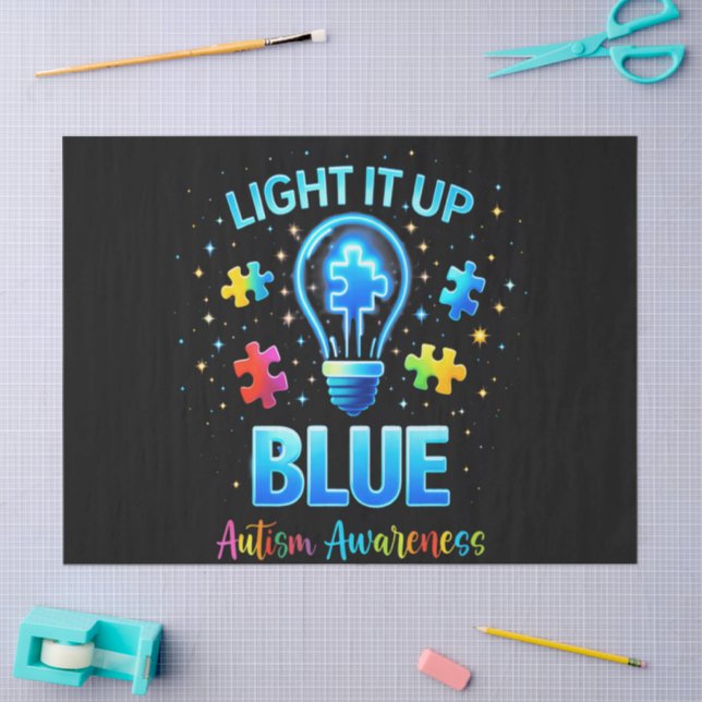 Light It Up Blue Autistic Autism Awareness Tissue Paper (Craft)