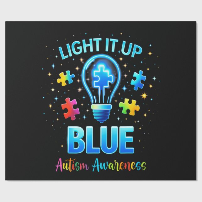 Light It Up Blue Autistic Autism Awareness Wrapping Paper (Flat)