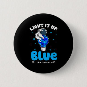 Light It Up Blue Funny Puzzle Piece Autism Awarene Button