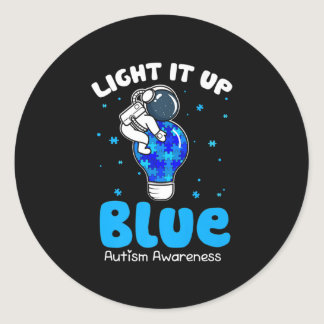 Light It Up Blue Funny Puzzle Piece Autism Awarene Classic Round Sticker