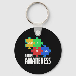 Light It Up Blue Puzzle Inspirational Autism Aware Keychain