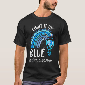 Light It Up Blue Puzzle Rainbow Autism Awareness T-Shirt