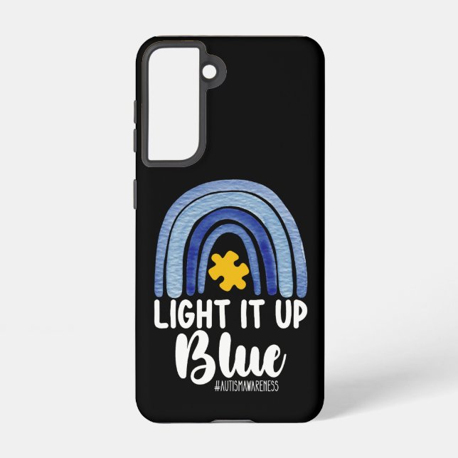 Light It Up Blue Rainbow Autism Awareness Family Samsung Galaxy Case (Back)