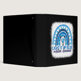 Light It Up Blue Rainbow Bleached Autism Awareness 3 Ring Binder