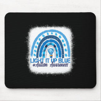 Light It Up Blue Rainbow Bleached Autism Awareness Mouse Pad