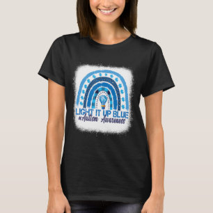 Light It Up Blue Rainbow Bleached Autism Awareness T-Shirt