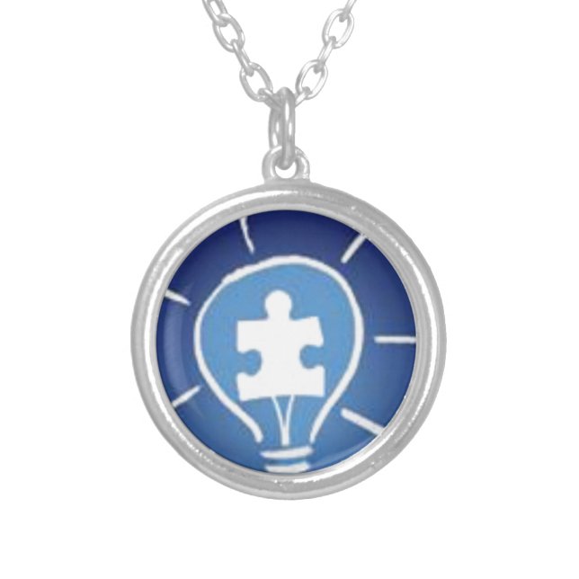 light it up blue silver plated necklace (Front)