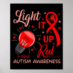 Light It Up Red Autism Awareness Puzzle Men Women Poster