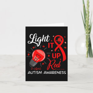 Light It Up Red Autism Awareness Ribbon Puzzle Pie Card