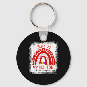 Light It Up Red For Autism Awareness Acceptance Re Keychain