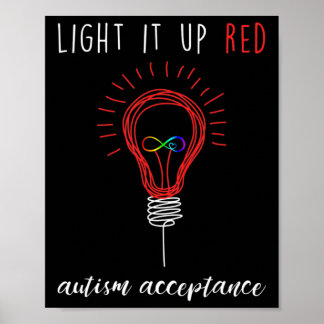Light It Up Red For Autism Awareness Acceptance Re Poster
