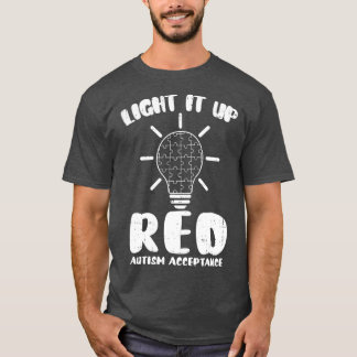 Light It Up Red Redinstead Puzzle Piece Autism T-Shirt
