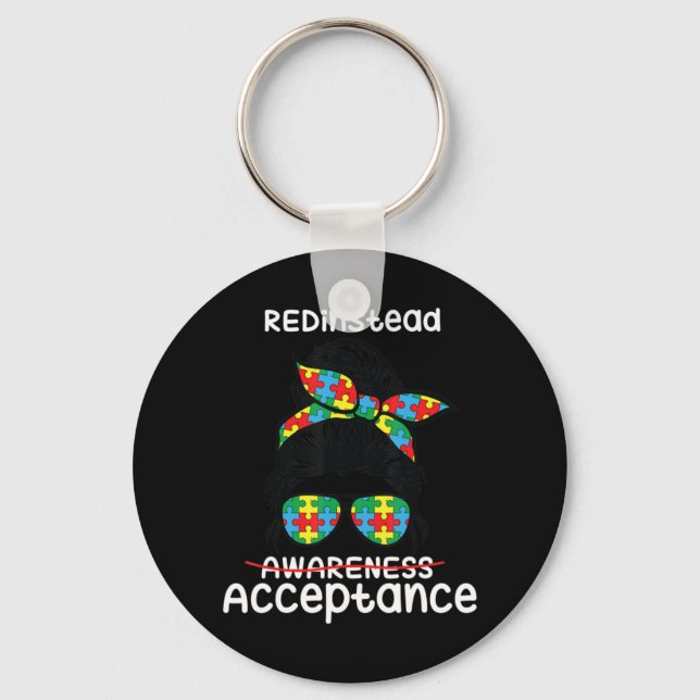 Light it up Red Shirt, redinstead Shirt, Autism-Ac Keychain (Front)