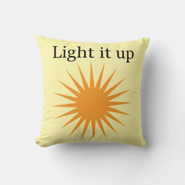 Light it up, yellow throw pillow (Front)