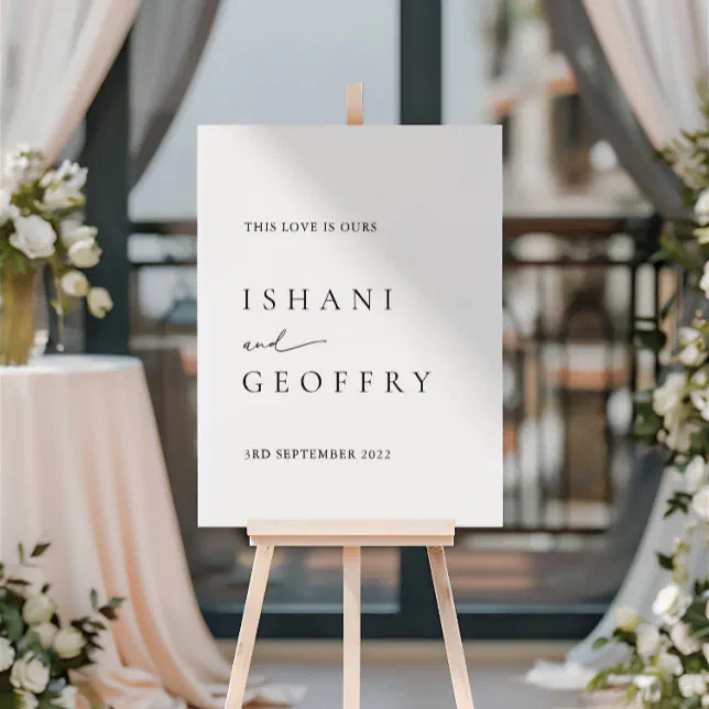 Light Ivory Modern Minimal Wedding Welcome Sign