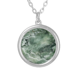 Light Jade Pattern Silver Plated Necklace