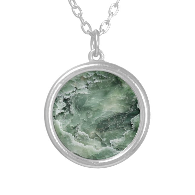 Light Jade Pattern Silver Plated Necklace (Front)