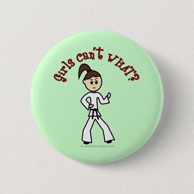 Light Karate Girl Button (Front)
