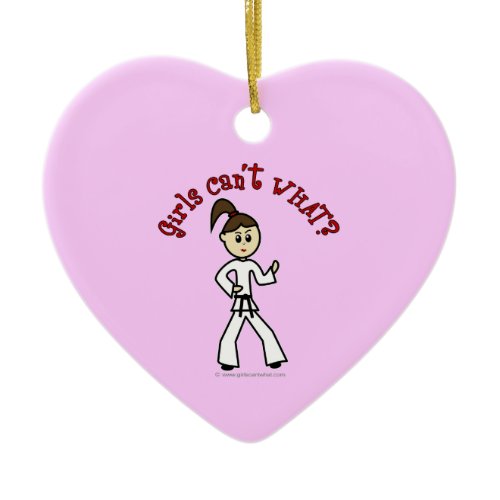 Light Karate Girl Ceramic Ornament