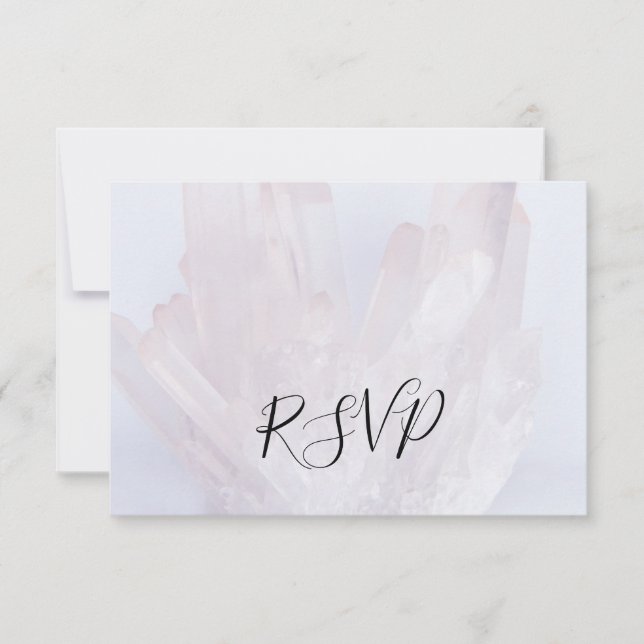 Light Lavender Crystals Wedding RSVP Reply Card (Front)