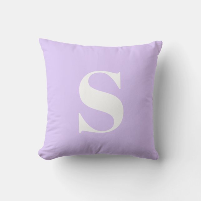 Light Lavender Initial Monogrammed Outdoor Pillow (Front)