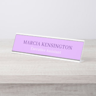 Light Lavender Lilac Modern Professional Desk Name Plate