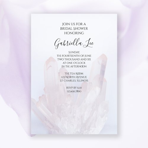 Light Lavender Purple Crystals Bridal Shower Invitation