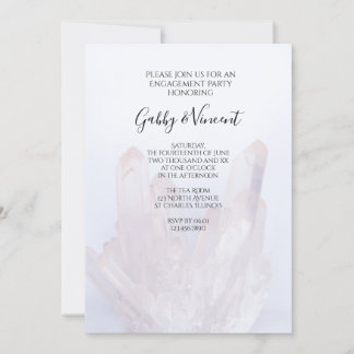 Light Lavender Purple Crystals Engagement Party Invitation