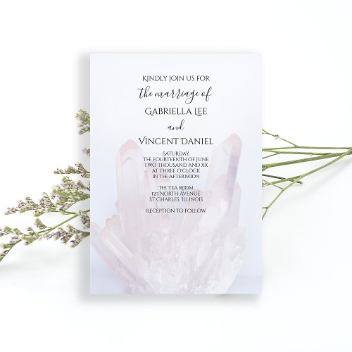 Light Lavender Purple Crystals Wedding Invitation