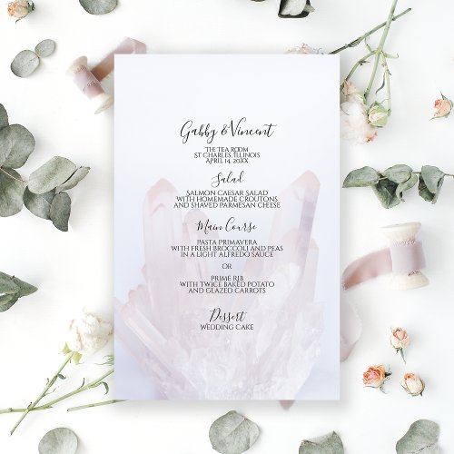 Light Lavender Purple Crystals Wedding Menu