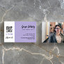 Light Lavender QR Code Photo Social Media Icons Business Card