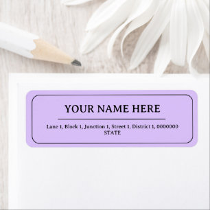Light Lavender Simple Minimalist Name Address Label