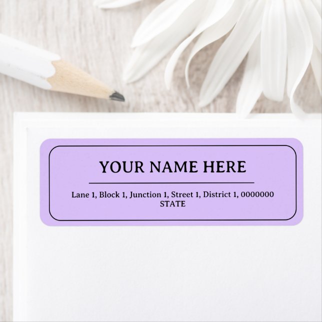 Light Lavender Simple Minimalist Name Address Label (Insitu)