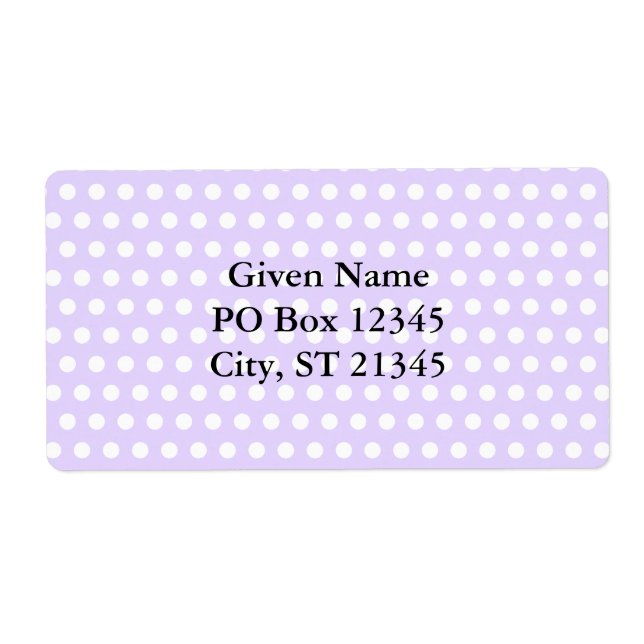 Light Lavender with White Polka Dots Label (Front)