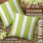 Light Leaf Green And White Awning Striped Outdoor Pillow<br><div class="desc">Add a coastal look to your living room with the green striped throw pillow.</div>