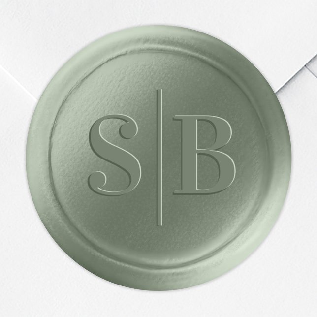 Light Leaf Green Wax Seal Wedding Monogram Sticker (Creator Uploaded)