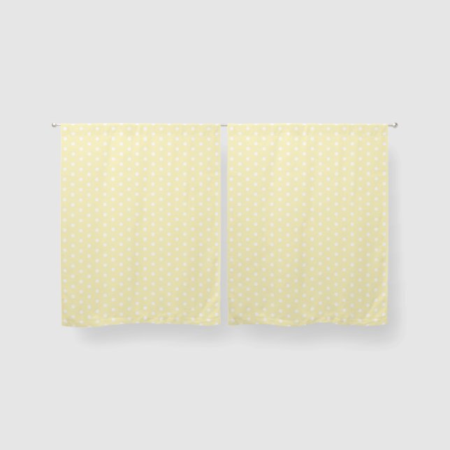 Light Lemon Yellow White Polka Dot Patterned Blackout Curtains (Pair)