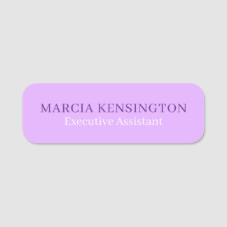 Light Lilac Lavender Modern Professional Name Tag
