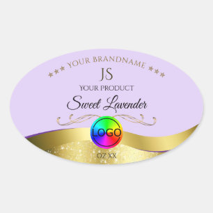 Light Lilac Wavy Gold Logo Monogram Product Label