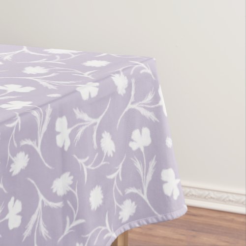 Light Lilac White Liberty Floral Pattern Elegant Tablecloth