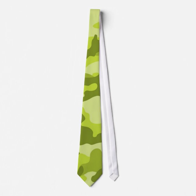 Light, Lime Green Camo, Camouflage Neck Tie (Front)