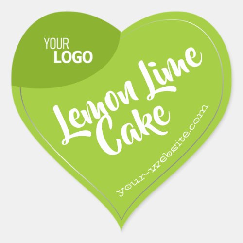 Light Lime Green Silver Frame Logo Template Baking Heart Sticker
