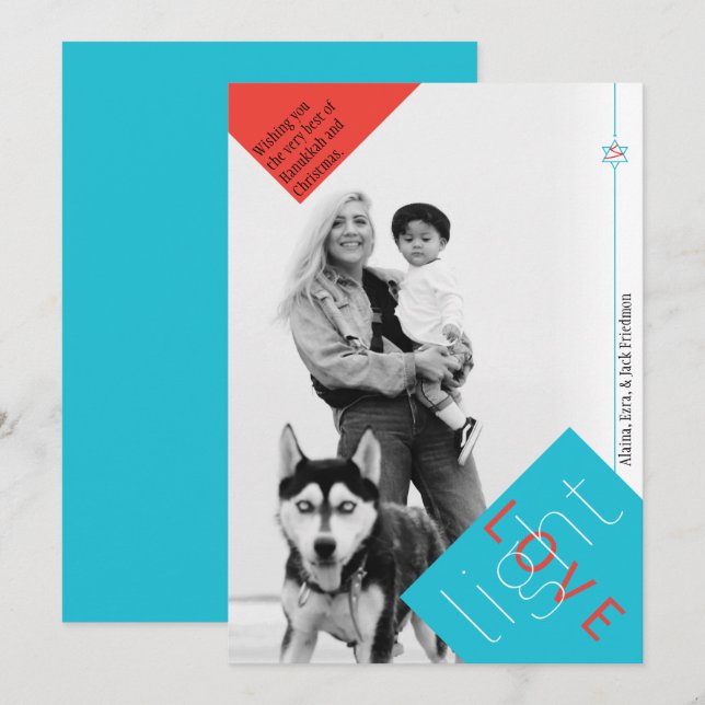 Light & Love Hanukkah & Christmas Photo Card (Front/Back)