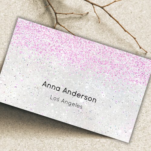 Light Luxury White Pearl Pink Faux Glitter Business Card