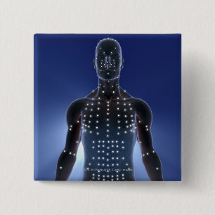Light map of acupuncture points pinback button