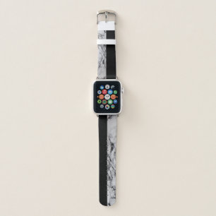 Light Marble With Black Apple Watch Band