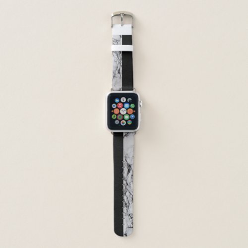 Light Marble With Black Apple Watch Band